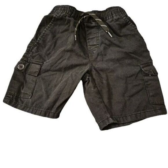 Canyon Club Boys Black 100% Cotton Pockets Drawstring Cargo Shorts Size 5 - Picture 1 of 8